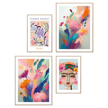 Schilderijen set Floral Colourful 40x30 - Reinders