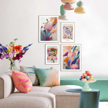 Schilderijen set Floral Colourful 40x30 - Reinders