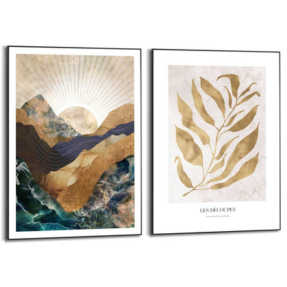 Schilderijen set Natuur met gouden twist 70x50 - Slim Frame - Reinders