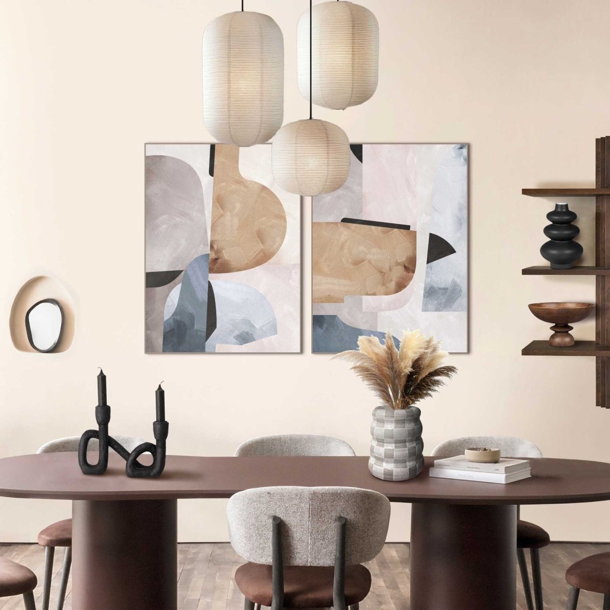 Schilderijen set Soft Abstract Set 70x50 - Reinders