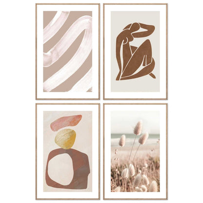 Wanddecoratieset Aards & Abstract 30x20 - Slim Frame - Reinders