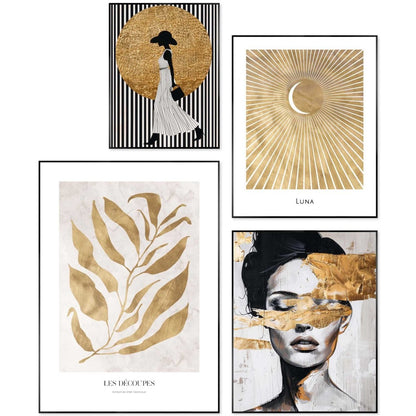 Wanddecoratieset in verschillende formaten Gouden details 70x50 - Slim Frame - Reinders
