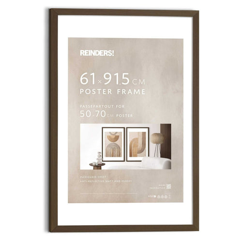Wissellijst Poster 61x91,5 of 50x70 Walnoot