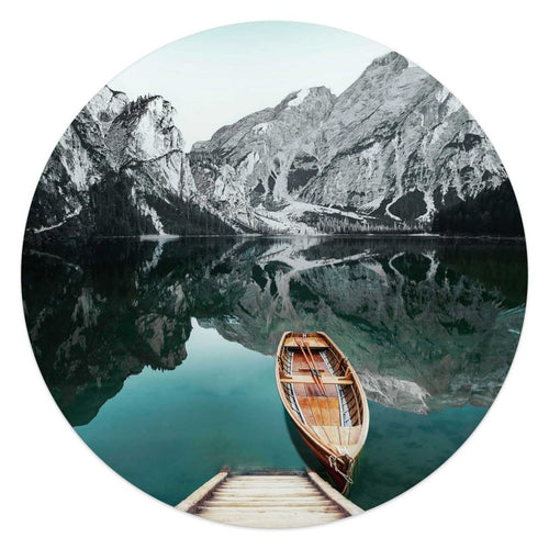 Glasbild Berg See 50 Rund