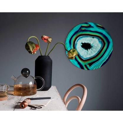 Glasschilderij Edelsteen turquoise 50 Rond - Reinders