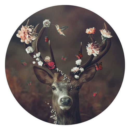 Glasbild Hirsch 70 Rund