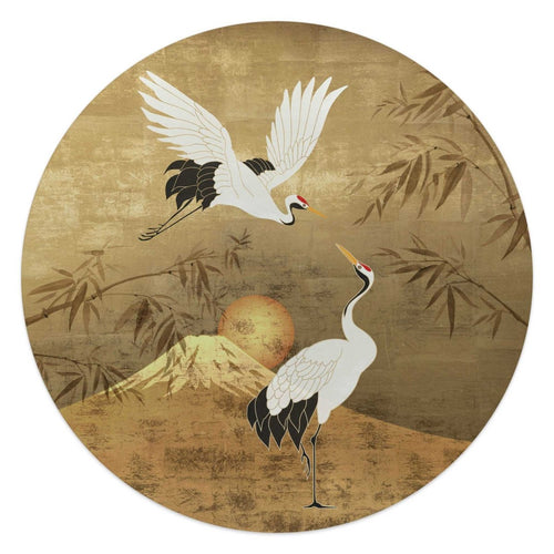 Glasbild Kraniche Japan 50 Rund