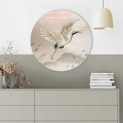 Glasschilderij Kraanvogels in Pastel 50 Rond - Reinders