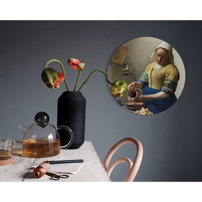 Glasschilderij Vermeer Melkmeisje 50 Rond - Reinders