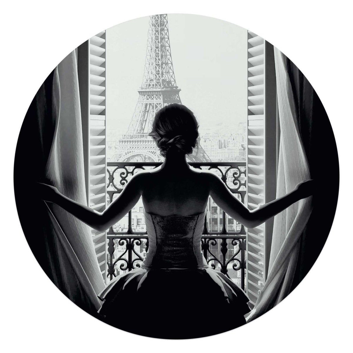 Glasschilderij Vrouw in Parijs 70 Rond - Reinders