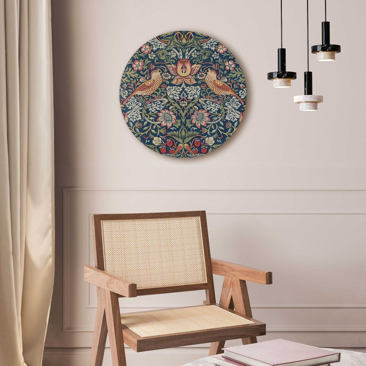 Glasschilderij William Morris - aardbeiendief 50 Rond - Reinders