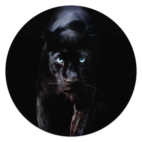 Glasschilderij Zwarte Panter 50 Rond