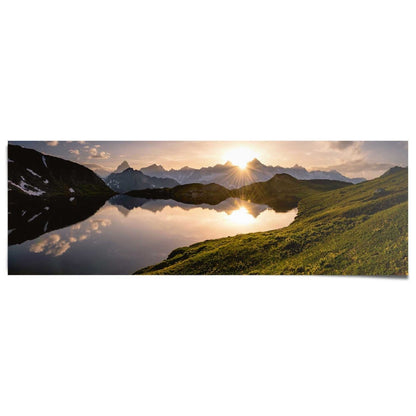Poster Bergmeer bij zonsondergang 53x158 - Reinders