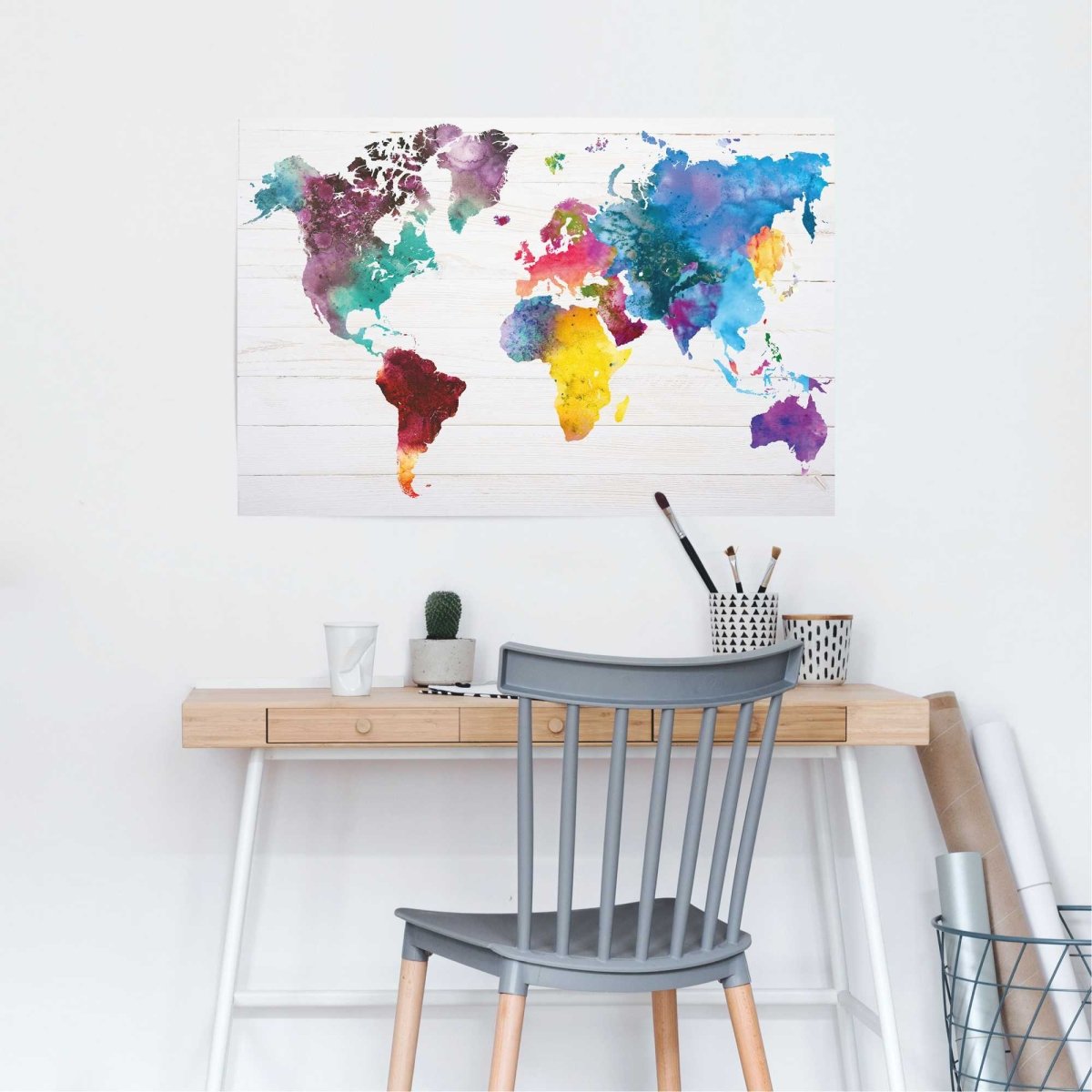 Poster Wereldkaart aquarel 61x91,5 - Reinders