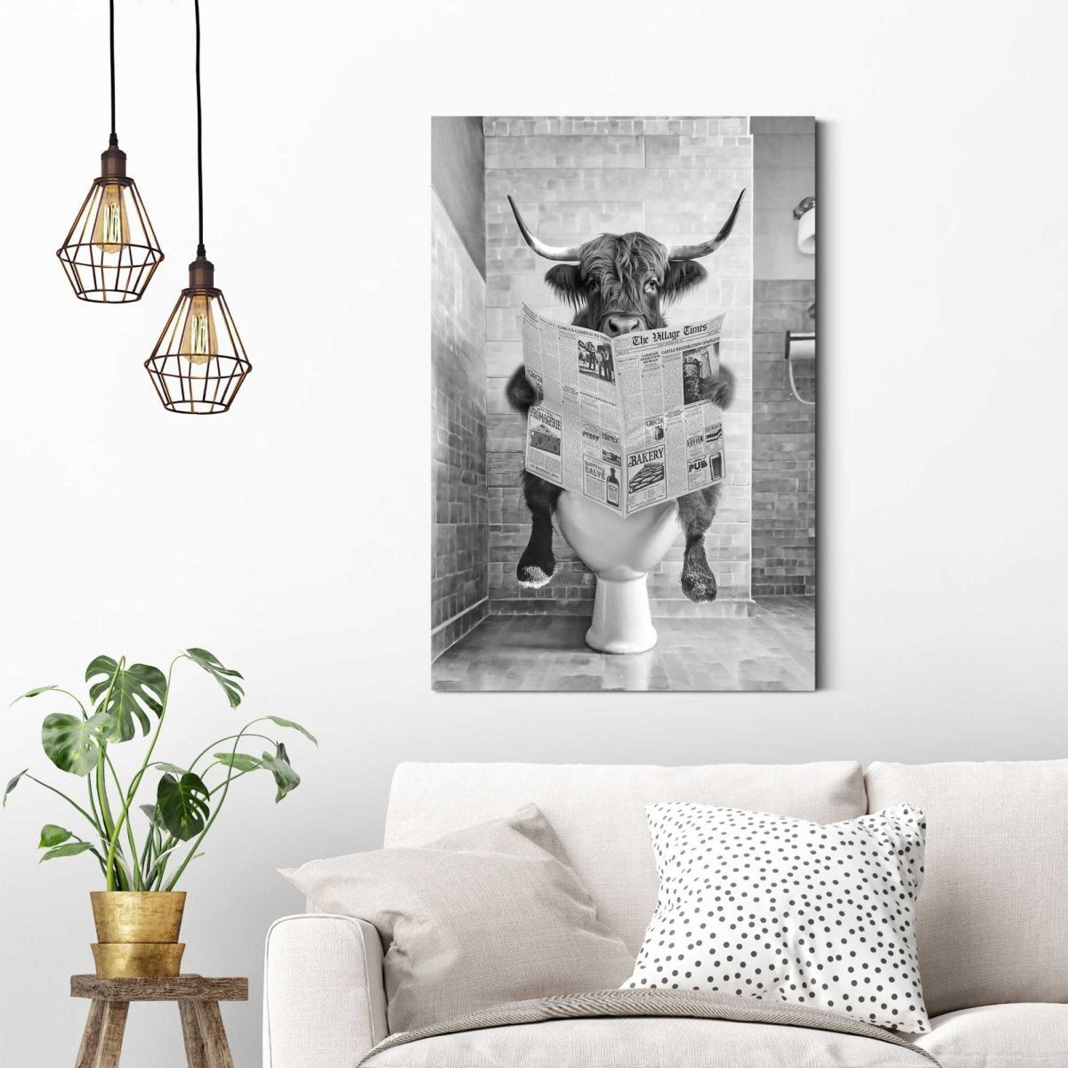 Schilderij Highlander Toilet 90x60 - Reinders