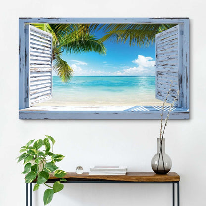 Schilderij Uitzicht over tropisch strand 70x118 - Reinders