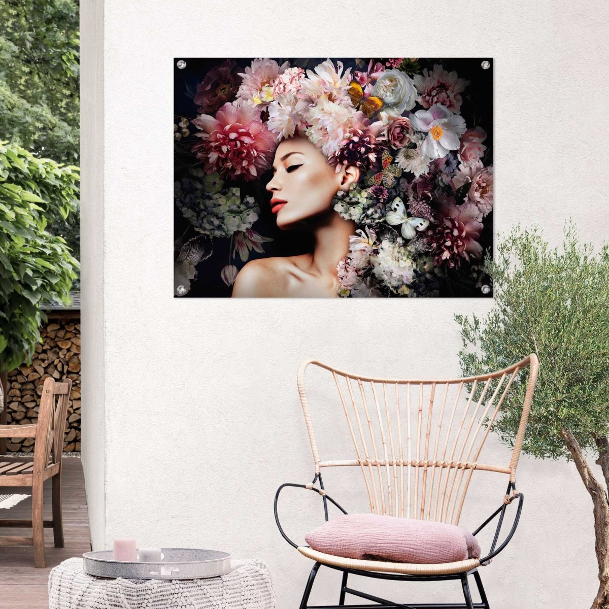 Tuinposter Vrouw met bloemenhoed 60x80 - Reinders